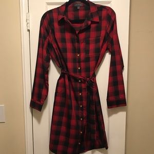 Plaid Shirt Dress with tie waist!